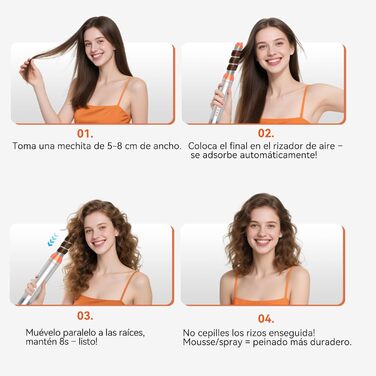 Air Styler Hair Stylers Airbrush 5-в-1: Мультистайлер, фен-щітка для об'єму, локонів, випрямлення та сушіння волосся (800 Вт, помаранчевий)