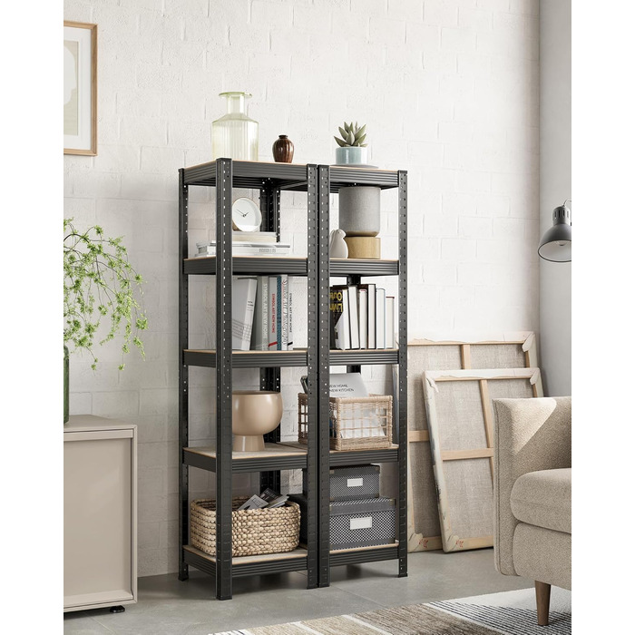 Стелаж SONGMICS GLR037B0: 5 полиць, 37x37x150 см, 400 кг/полиця, для кухні/вітальні, vintage коричневий-чорний