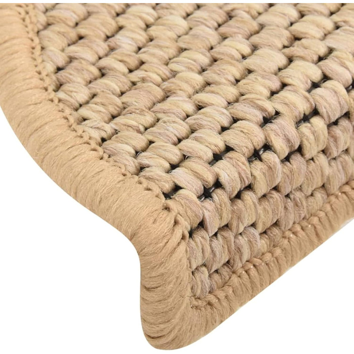 Килимок на сходи ZEYUAN з сизалю, 15 шт., 56x20 см, світло-бежевий. Антиковзка підкладка для сходів