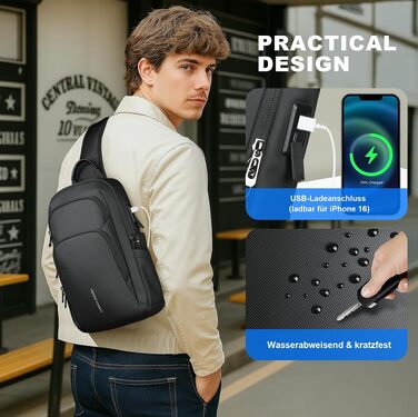 Чоловіча сумка-слінг hk водонепроникна через плече для iPad 11.3