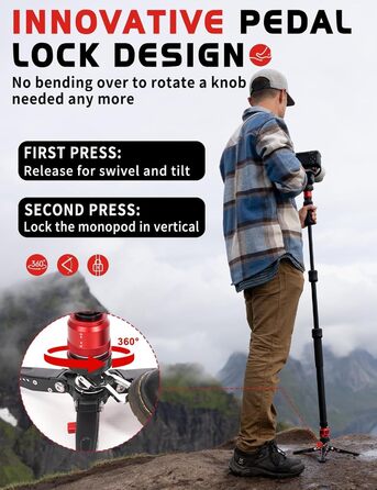 Штатив-монопод IFOOTAGE Cobra 3 C180F-P з підніжжям, 181 см, карбон, до 8 кг