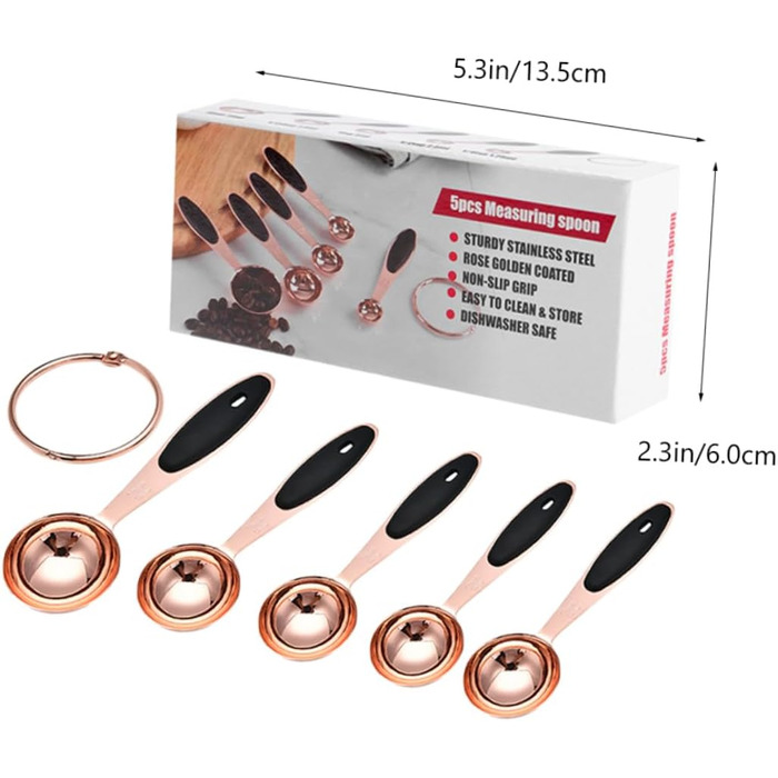Cieeo Measuring Spoon Set in Rose Gold Kitchen/Baking Utensils Stainless Steel Spoons for Dry and Liquid Ingredients, Home Use, Spoons with Engraved Handle, Stackable Storage