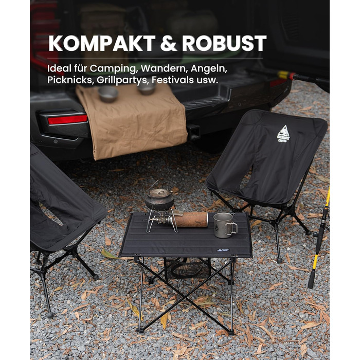 OneTigris CAMPMATE Стіл для кемпінгу складний, легкий, на 30 кг, чорний