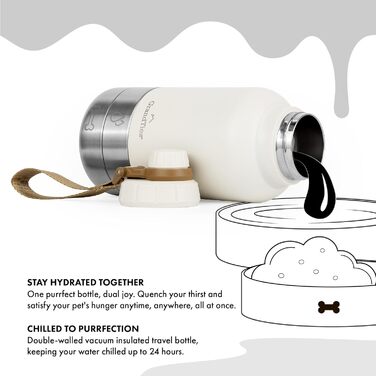 Ізольована портативна пляшка для води для собак GrandTies з двома знімними мисками, вилка-поїльник, водонепроникний контейнер для корму, аксесуари для собак для прогулянок, походів, кемпінгу (950 мл, пудрово-зелений) Ivory White Medium 32oz/950mL
