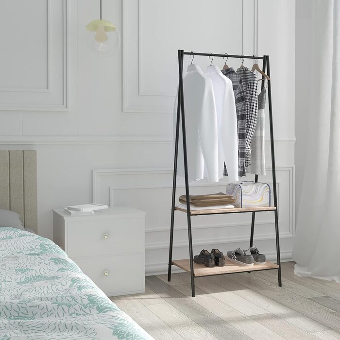 WOLTU Coat Rack Clothes Rack with Shelf Laundry Rack with Shoe Shelf Clothing Stand Shelves Bedroom