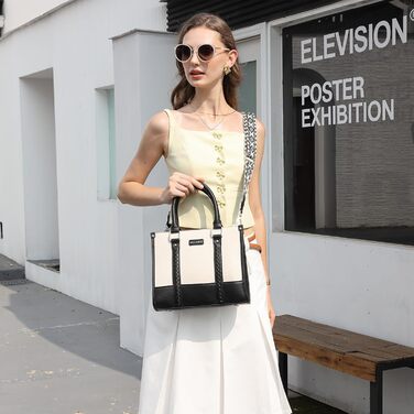 Сумка жіноча Miss Lulu середнього розміру через плече з текстурою лічі, з внутрішніми кишенями для роботи, відпочинку та повсякденного використання (чорний)