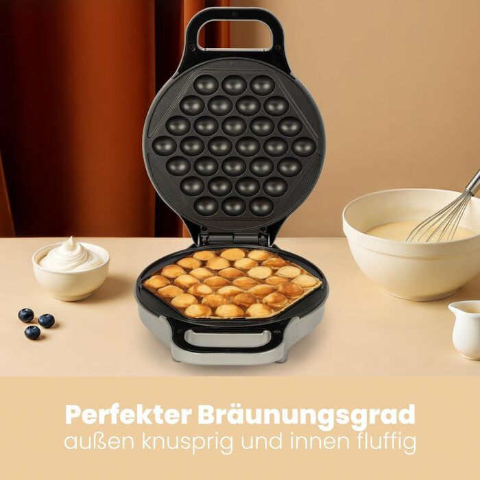 Clatronic Bubble Waffle Maker - 700W Rotating Waffle Iron with Non-Stick Surface | WA 3772
