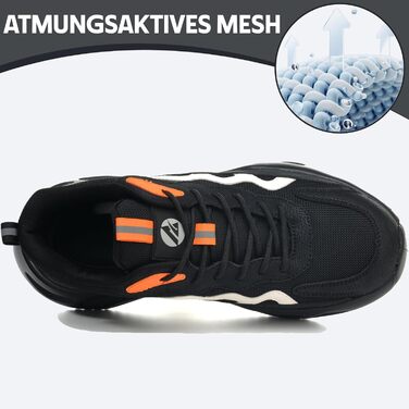 Черевики робочі чоловічі/жіночі. Легкі спортивні захисні черевики з металевим підноском. Дихаючі, неслизькі. Розміри EU 37-46 (40 EU, чорний)