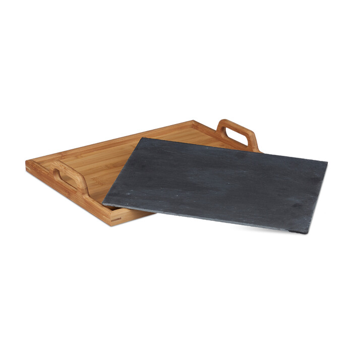 Relaxdays Serving Tray with Slate Plate