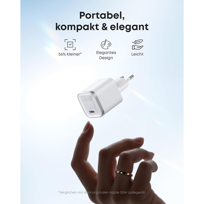 Anker Nano 45W USB-C Зарядний пристрій: Компактний мережевий адаптер для швидкої зарядки iPhone 17/Pro/Max, MacBook, Pixel, iPad, Samsung Galaxy (з кабелем 1.8м) - Білий