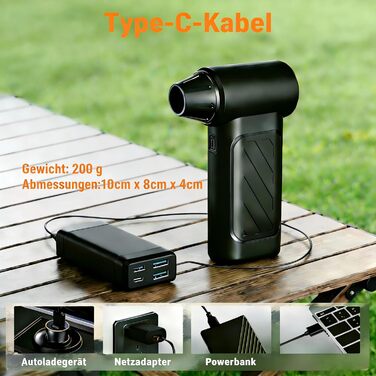 Електричний повітряний пилосос, 180000 об/хв, 8000mAh, 4 швидкості, для ПК, клавіатури, авто, відпочинку на природі (ABS)