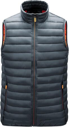 Чоловіча жилетка, утеплена, легка, тепла, для активного відпочинку, без рукавів, зимова, стегана, зі стійким коміром, слім-силует, чорний, XL