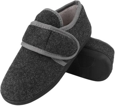 Тапочки чоловічі TIESTRA з термопресом для діабетиків, широка стопа, з підошвою з memory foam, чорні, розмір 41-47 (EU 45)