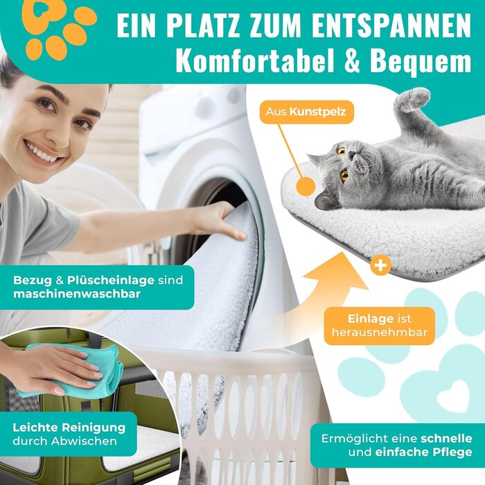 Транспортна переноска для собак та котів (XXL, Хакі) | З підлітком для їжі та плечовим ременем | Складна переноска для тварин