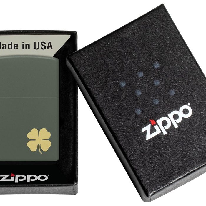 Запальничка Zippo Зелена, Чотирилистник, Матова, Кишенькова