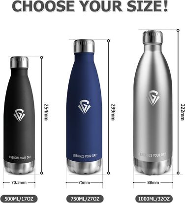 Термос-пляшка з нержавіючої сталі 1000 мл, без BPA, з подвійними стінками, для газованих напоїв, ізотермічна пляшка для кемпінгу, дітей, фітнесу, спорту, подорожей, хлопчиків та дівчаток 1000 мл