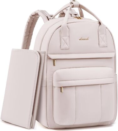 LOVEVOOK Рюкзак-переноска для мами та тата, рюкзак для підгузників з пеленальною підкладкою, сумісний з візком, великий, для подорожей, бежевий