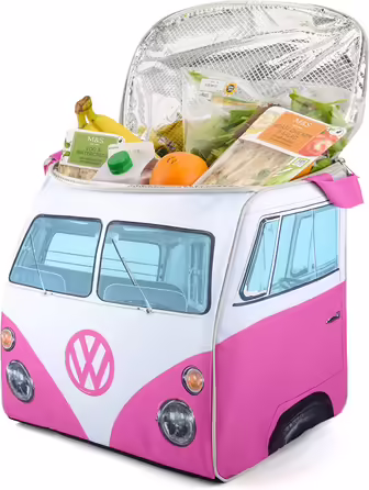 Board Masters - Volkswagen Insulated Cooler Bag/Box/Thermal Bag/Camping Cooler/Picnic Bag T1 Bulli Bus Pink VW T1 Bus
