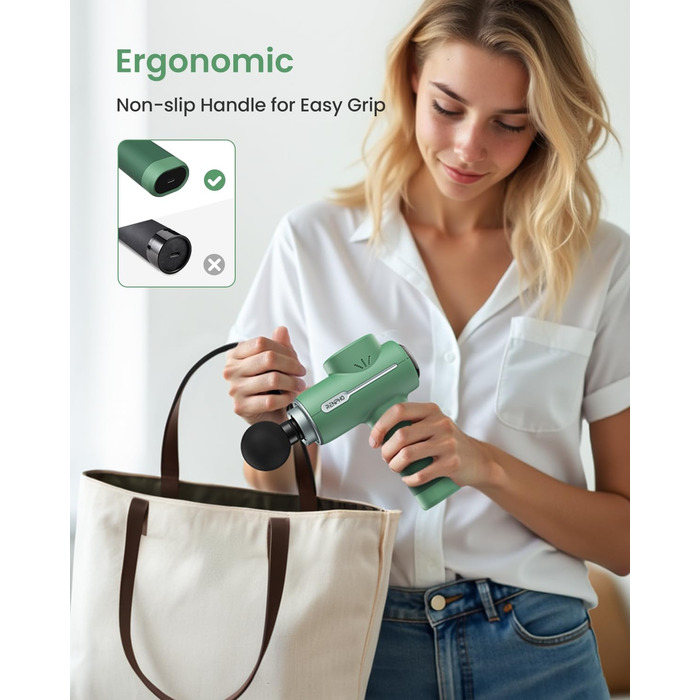 Масажер для м'язів RENPHO Active Massage Gun: глибокий масаж спини, розслаблення, USB-C зарядка, зелений