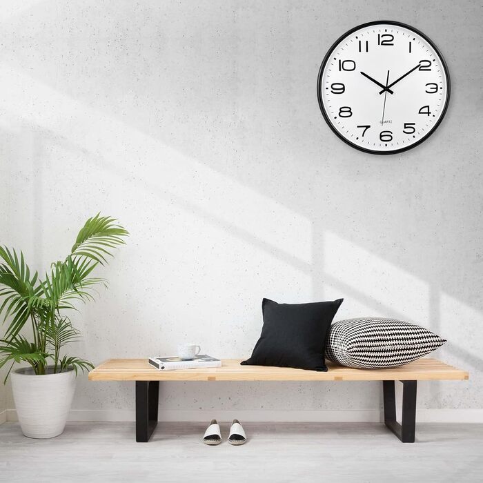 Plumeet 40.6cm Extra Large Wall Clock, Non-Ticking Silent Quartz Decorative Clocks, Modern Style Good for Living Room, Kitchen, Living Room, Bedroom, Office, Large 3D Number Display (White)
