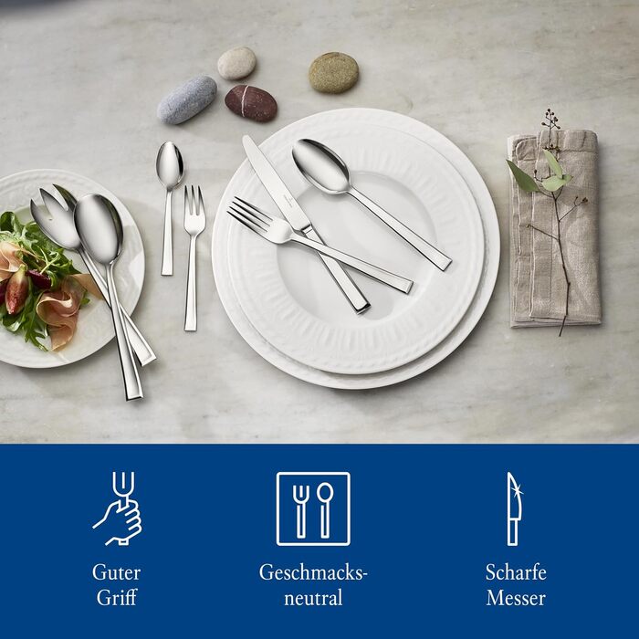 Villeroy & Boch – Victor Tableware Set, 30-Piece, Cutlery Set for 6 People, Dishwasher-Safe, Stainless Steel, Knives, Forks, Spoons, Dinnerware Set, 30-Piece Stainless Steel Cutlery Set, Single