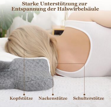 Ортопедична подушка для шиї та плечей з ефектом пам'яті (Memory Foam) — Ергономічна анатомічна подушка для сну, що знімає напругу
