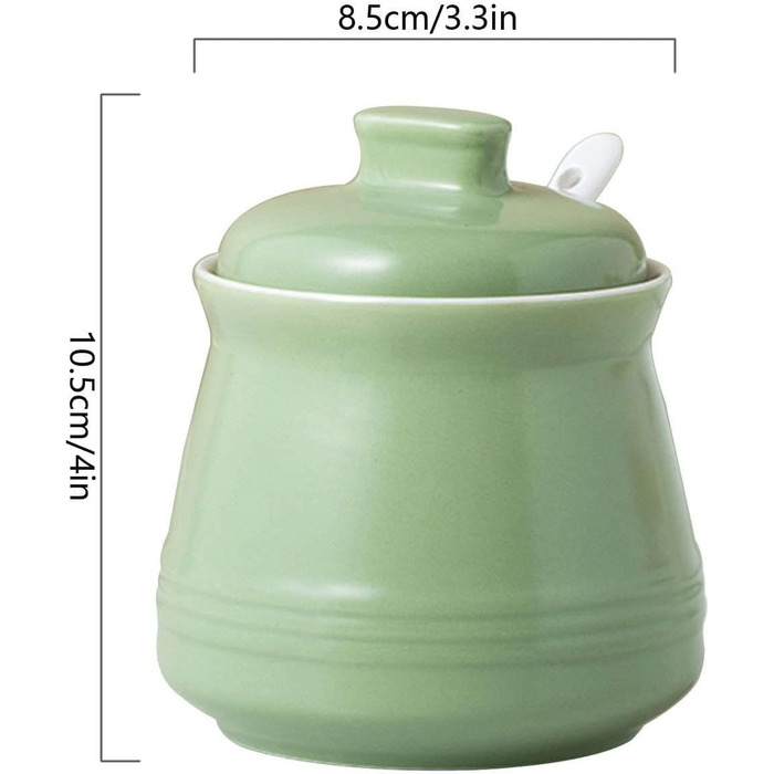 Ceramic Sugar Bowl with Spice Jars, Sugar Bowl with Lid, Sugar/Salt Pot/Seasoning Canister, Sugar Storage Jar, Sugar Pot, Sugar Container/Spice Jar (Green)