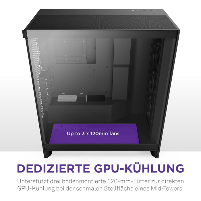 Корпус NZXT H7 Flow: Mid-Tower з покращеною вентиляцією | Чорний | Підтримка 3 x 120мм вентиляторів для GPU | 3 x 120мм фронтальні вентилятори | 420мм радіатор