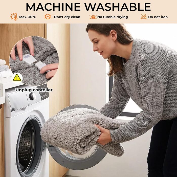 Електрична ковдра TLGREEN з автовимкненням, імітація овечої шкури, двостороння, надзвичайно м'яка, 130x180 см, 9 режимів нагріву, таймер, ковдра для дивану, софи, офісу, дому, 130x180, сіро-коричнева