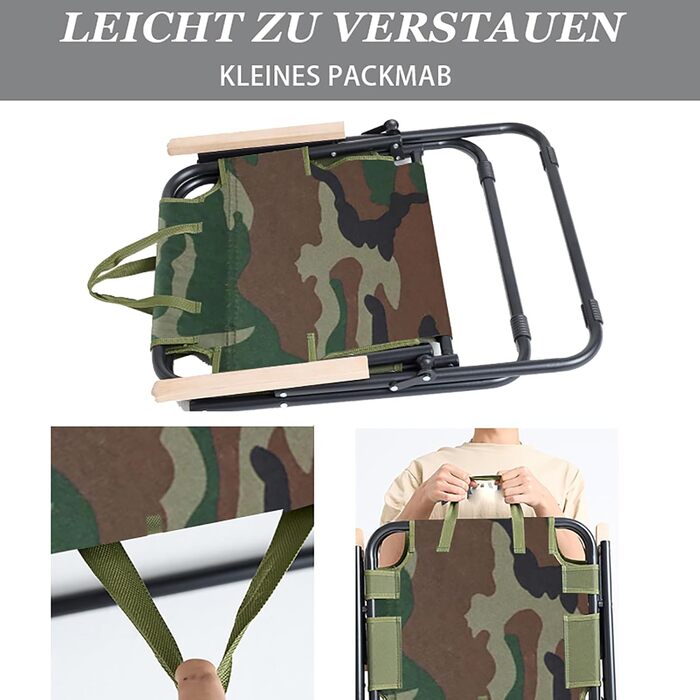 Кемпінговий стілець складний, армійський камуфляж, 225 кг, Oxford, для риболовлі, пікніка, подорожей