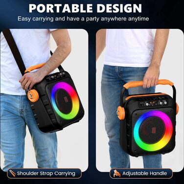 Караоке машина MS80 з 2 мікрофонами, портативна колонка з LED-підсвіткою, Bluetooth, USB/TF-карта, AUX/FM, система PA, TWS