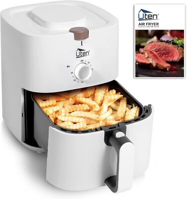 Фритюрниця без олії 4L, 1500W, для 2-6 осіб, з попереднім нагрівом та функцією підтримання тепла, 32 рецепти, білий колір