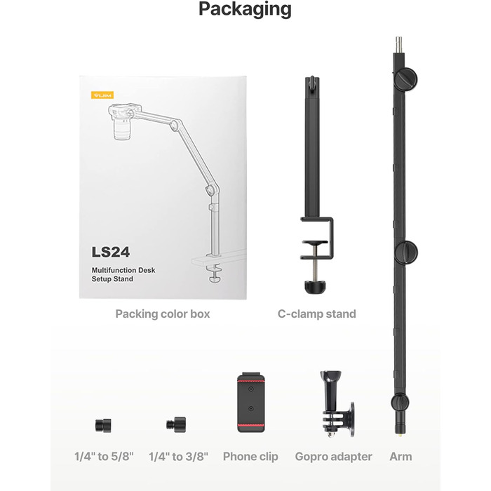 Тримач для мікрофона ULANZI LS24 - професійний, міцний, для студії, стрімінгу, подкастів, broadcast, з адаптерами 3/8' та 5/8'