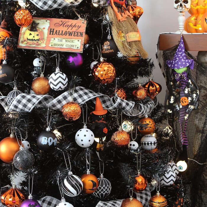 41 штука прикрас для ялинки Sea Team з міцного пластику з ниткою, середнього розміру (60 мм), оранжеві та 30 мм для декору ялинки, вечірки, весілля