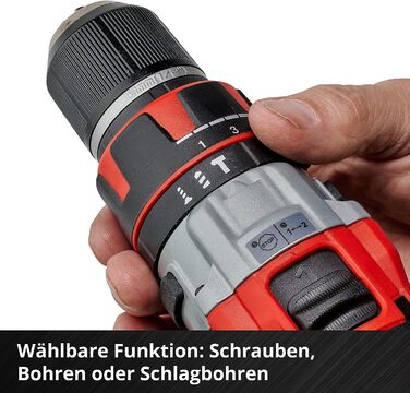 Акумуляторний дриль-шуруповерт Einhell TE-CD 18 Li-i Brushless Power X-Change з ударною функцією, Li-Ion, 18 V, 2 швидкості, 60 Nm, LED-підсвічуванням, у кейсі, з 2 акумуляторами 2.0 Ah та зарядним пристроєм