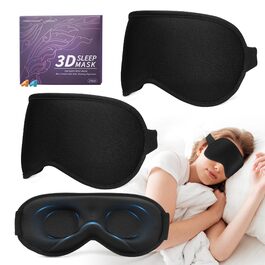3D Маска для сну унісекс: комфортна маска для очей для подорожей, польотів, медитації (2 шт., чорна)