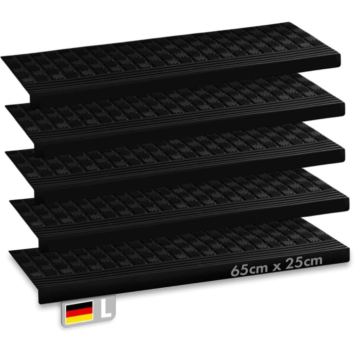 Rubber Threshold Ramps - Non-Slip Floor Transition Mats for Indoor/Outdoor Use - 5 Piece Set (65x25cm Diamond Design)