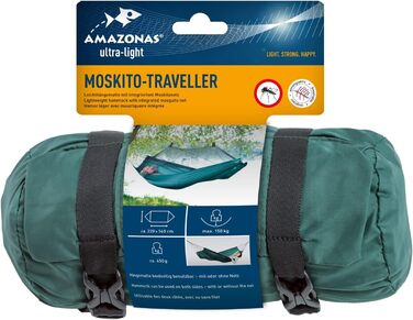 Легка гамак AMAZONAS Moskito Traveller з москітною сіткою, 220x140 см, до 150 кг