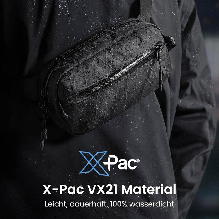 tomtoc X-Pac нагрудна сумка для чоловіків та жінок, 1,5 л, чорна. RFID захист, для подорожей, повсякденного використання