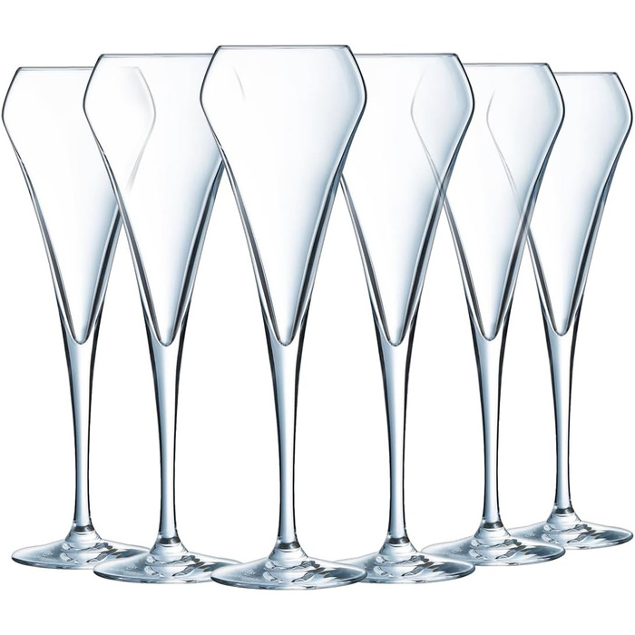 Chef & Sommelier Open Up - Champagne Flutes 200ml - 6 Pieces - Made of Krysta Crystal Glass - Ideal for Festive Occasions - Shine, Transparency and High Durability