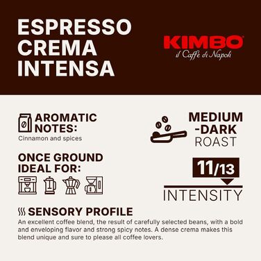 Кава в зернах Kimbo Crema Intensa, середній обсмаження, 1 кг (набір 3 упаковки)