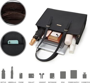 Набір жіноча сумка YTL Tote Shopper: сумка-шопер, сумка на плече, гаманець, картник - елегантний чорний для офісу, школи, подорожей