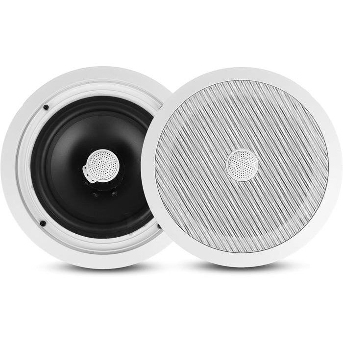 Вбудовані стельові Bluetooth-колонки Pyle 300W, 20 см, 2-смугові, низькопрофільний сабвуфер, частотний діапазон 55Гц–22кГц, легкий монтаж