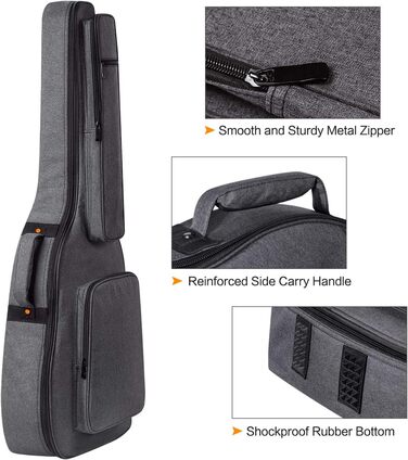 Чохол для гітари Cahaya Gig Bag сірого кольору, водонепроникний, 18 мм