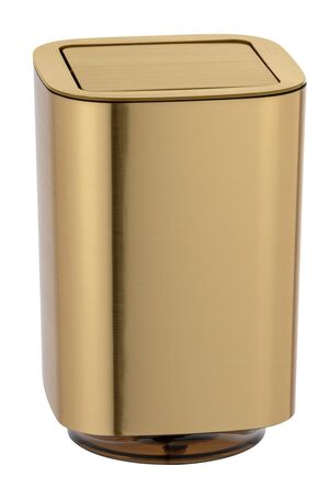 Сміттєвий кошик для ванної кімнати WENKO Auron Gold, 5.5 л, пластиковий з відкидною кришкою, золотий