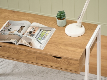 Прямокутний письмовий стіл Mebel-Partner 100 x 45 x 75 см, білий/золотий дуб