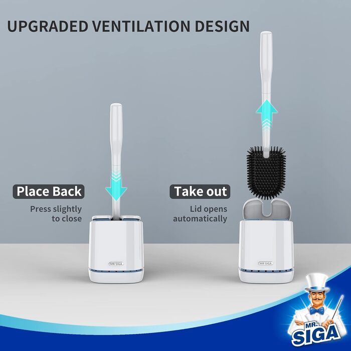 Набір для чищення унітазу Mr.Siga з тримачем, настінний, білий