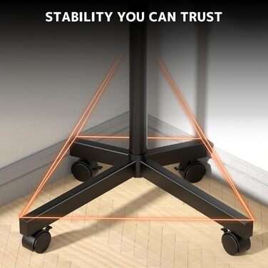 Підставка для телевізора на колесах для 23-60 дюймів - регульована по висоті, мобільна, з полицею для медіа, для офісу, вітальні, геймінгу, витримує до 40 кг, VESA до 400x400 мм, чорна