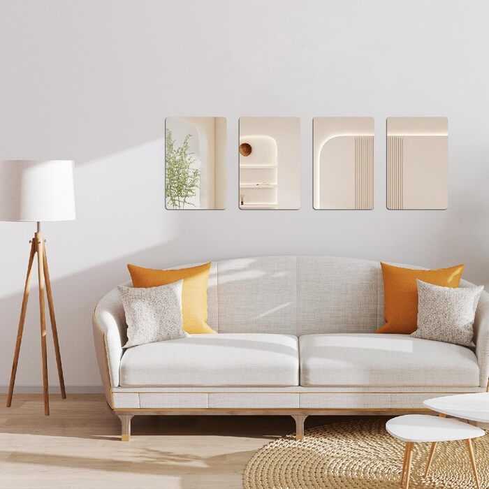 4 самоклейні дзеркала, 20 x 30 см, акрилові дзеркала для стін, школи, дому, вітальні, ванної, спальні