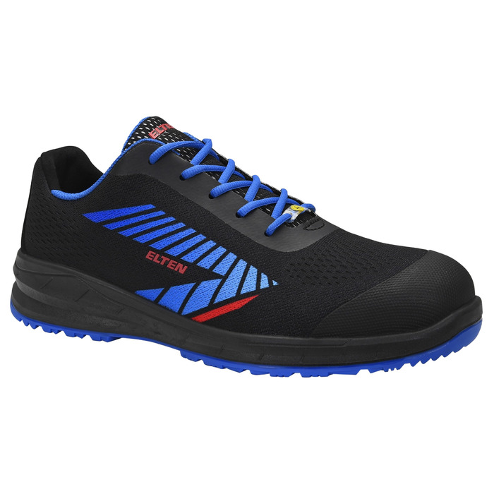 Робочі черевики ELTEN Larkin XXSports Black-Blue Low ESD S1, текстиль, сталевий капок, легкі, спортивні, чорні (40 EU), для жінок та чоловіків